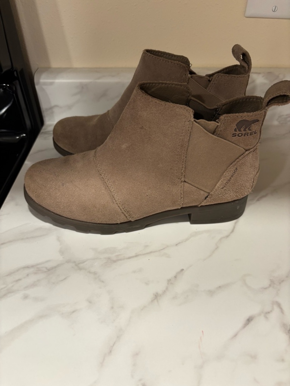 Sorel Emilie Chelsea Women's Suede Cattail Tan Ankle Boots I Size 4 - Picture 2 of 8